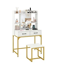 Sugift Vanity Desk with Storage Drawers and Charging Station