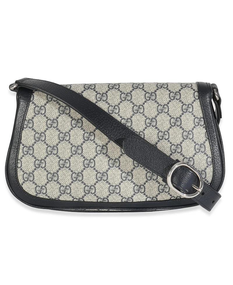 Pre-Owned Gucci Beige Blue Gg Supreme Canvas Blondie Shoulder Bag