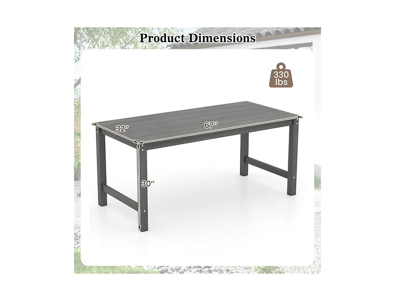 Slickblue 6 Person Patio Dining Table with Wood Look Top