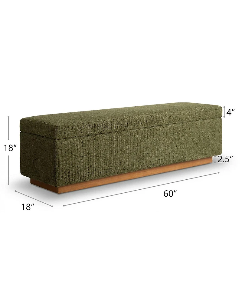 Maison Boucle Upholstered Storage Bench Ottoman, Lift-Top Bedroom End Bench