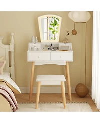 Sugift Vanity Desk Set with Adjustable Led Lighted Mirror