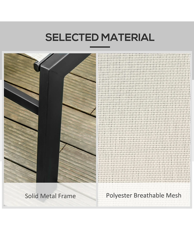 Clihome Outdoor Lounge Chair, Patio Lounger with 5-Position Reclining Backrest and 2 Wheels