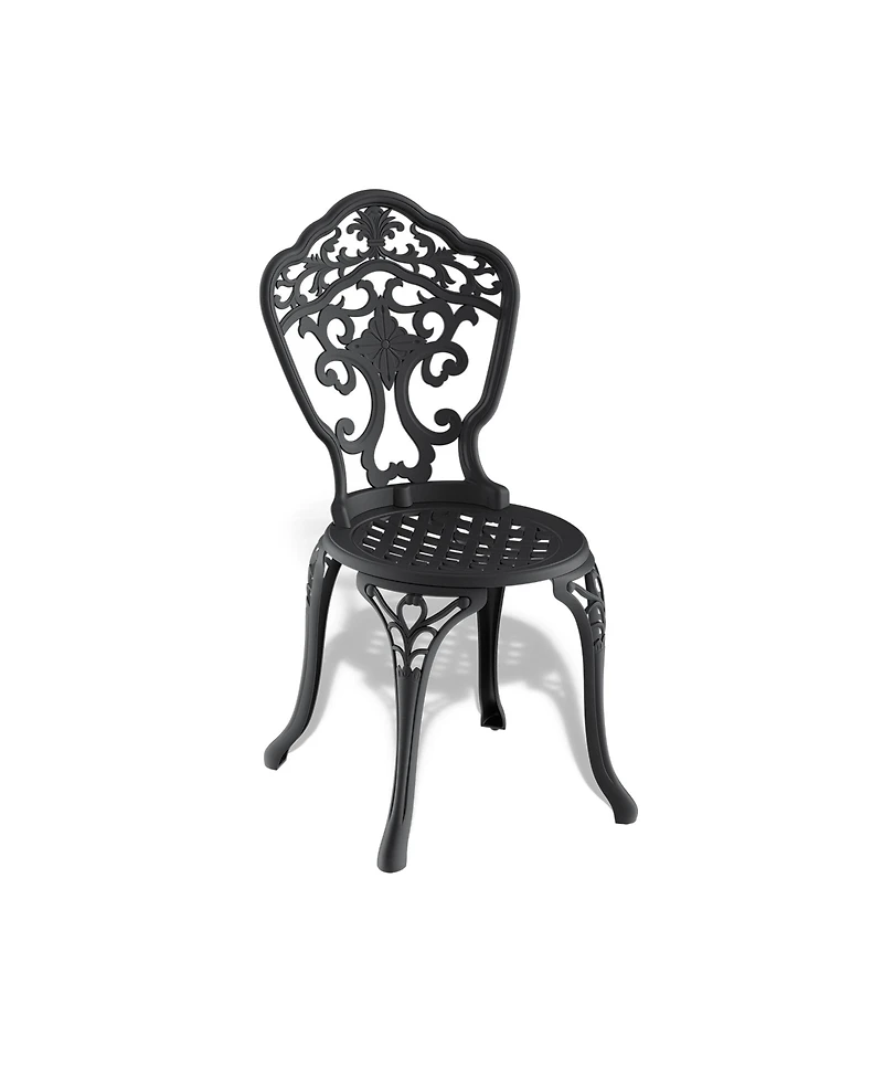 Clihome 2Pcs Patio Dining Chair Cast Aluminum Bistro Chairs with Frame