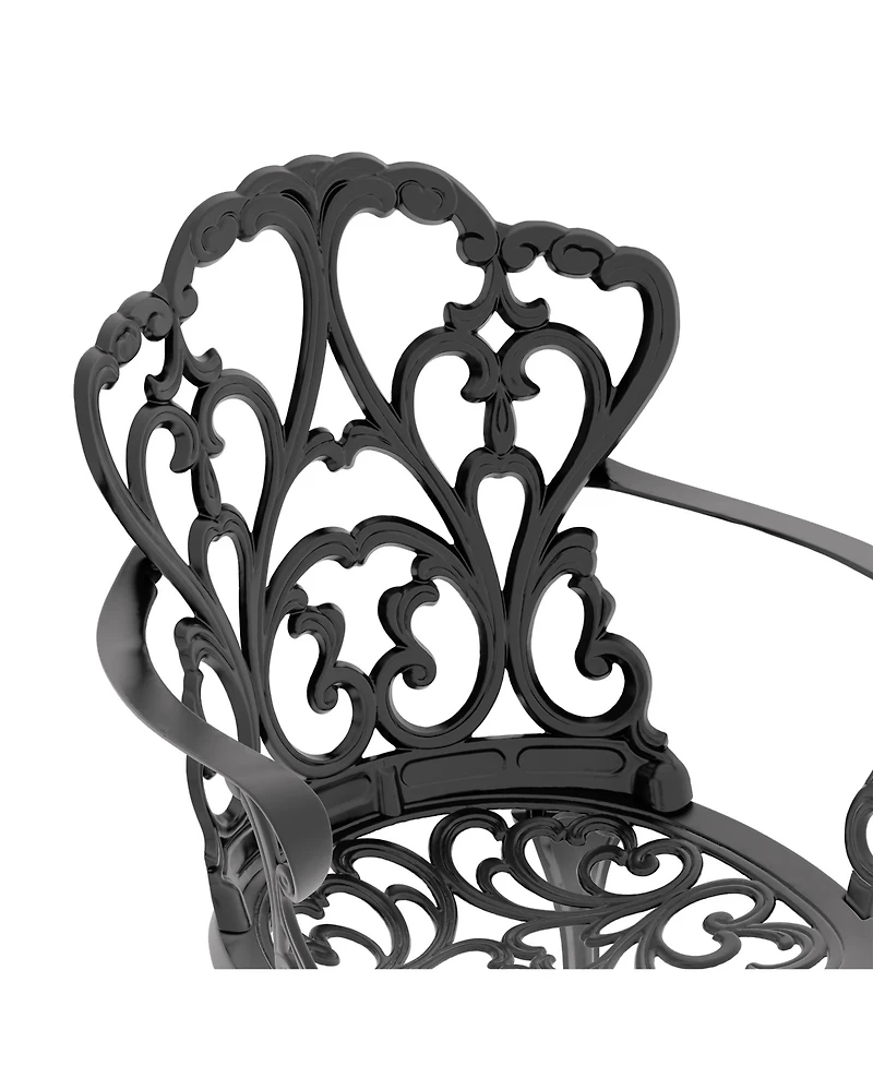 Clihome 2 Piece Cast Aluminum Bistro Chairs Patio Dining Chair with Frame
