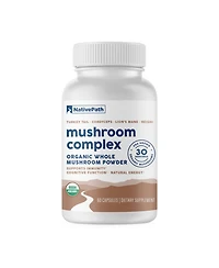 NativePath Mushroom Complex - Lions Mane, Turkey Tail, Cordyceps and Reishi - Immune Support and Brain Health - Usda 60 Caps