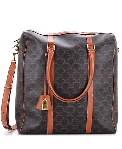 Pre-Owned Celine Vertical Boston Bag Triomphe Coated Canvas