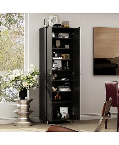 Homsee Wood Bookcase with Adjustable Shelves, 2 Door