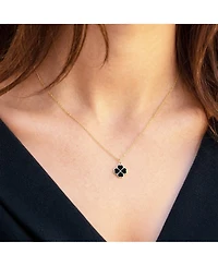 The Lovery Onyx Lucky Clover Necklace 14K Gold