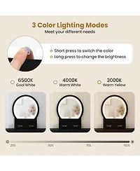 Sugift Compact Vanity Table Set with Led Mirror and Stool