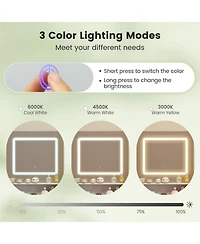 Sugift Dressing Desk with Adjustable Lighting and Hair Dryer Stand