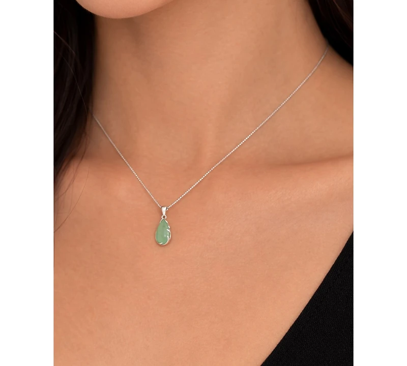 Macy's Green Jade Pendant Necklace in Sterling Silver