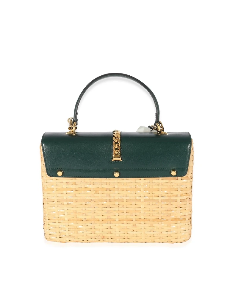 Pre-Owned Gucci Small Sylvie Wicker Top Handle Bag