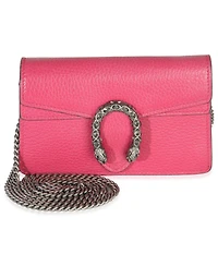 Pre-Owned Gucci Pink Dollar Calfskin Crystal Super Mini Dionysus Flap