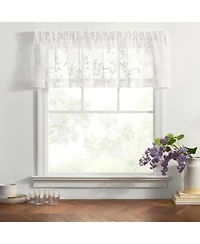 Ellis Curtain Brewster 100% Polyester Tailored Embroidered Sheer Rod Pocket Valances 70" x 15"