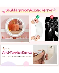 Sugift Kids Vanity Desk with Mirror and Lights Dressing Table Set