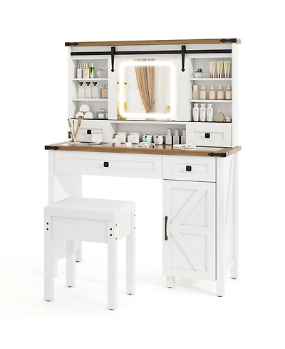 Sugift Makeup Vanity Desk with Mirror and Dimmable Led Lights