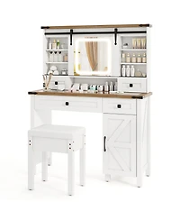 Sugift Makeup Vanity Desk with Mirror and Dimmable Led Lights