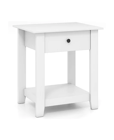 Sugift Three Tier Nightstand with Drawer and Open Storage Shelf