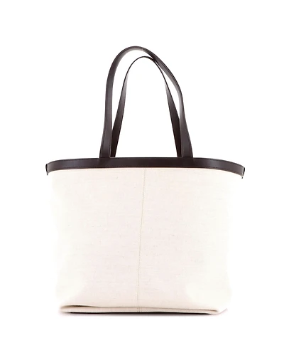 Pre-Owned Bottega Veneta Medium Flip Flap Tote Canvas with Intrecciato Leather