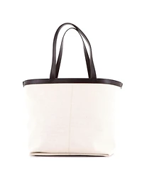 Pre-Owned Bottega Veneta Medium Flip Flap Tote Canvas with Intrecciato Leather