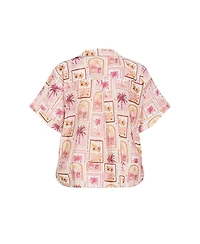 City Chic Women's Plus Postcard Soiree Print Shirt