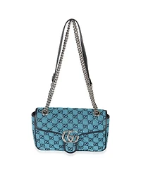 Pre-Owned Gucci Blue Gg Canvas Diagonal Small Gg Marmont Bag