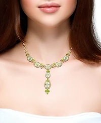 Lali Jewels Green Amethyst (1/7 ct. t.w.), Peridot (1/5 ct. t.w.) & Diamond (1/5 ct. t.w.) Necklace in 14k Yellow Gold