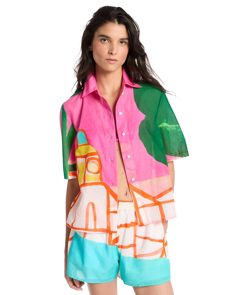 Michael Kors Women's Short-Sleeve Drop Shoulder Shirt