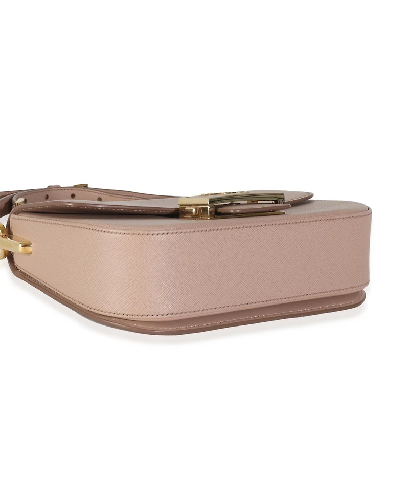 Pre-Owned Prada Cipria Saffiano Lux Embleme Flap Shoulder Bag