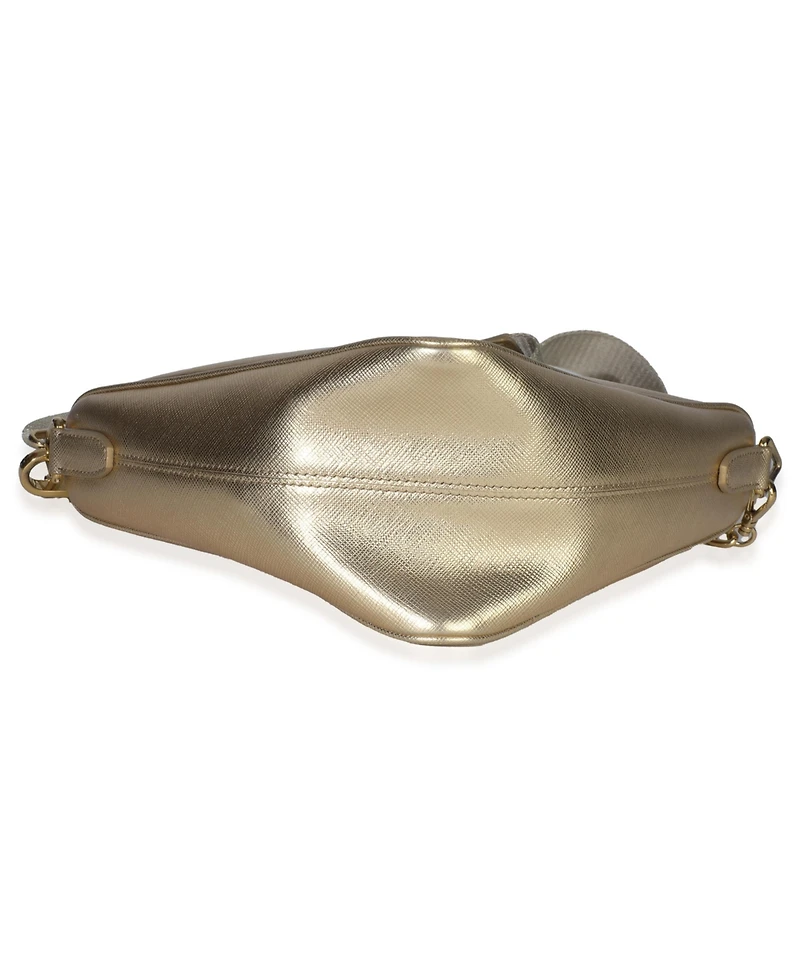Pre-Owned Prada Platino Saffiano Lux Triangle Shoulder Bag