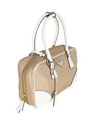 Pre-Owned Prada Beige White Re-Nylon Saffiano Medium Re-Edition 1978