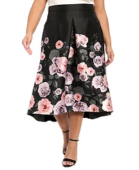 Muse Plus Floral Printed Polyester Pleated Skirt