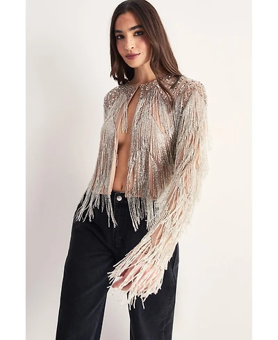 Nasty Gal Women's Embellished Tassel Zig Zag Jacket