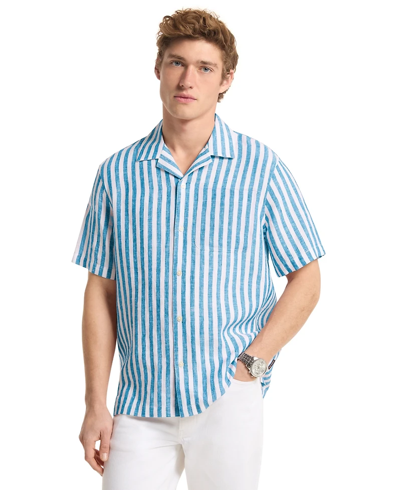 Michael Kors Men's Striped Camp-Collar Shirt