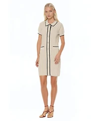 Alexia Admor Women's Cove Collared Button Down Contrast Knit Dress