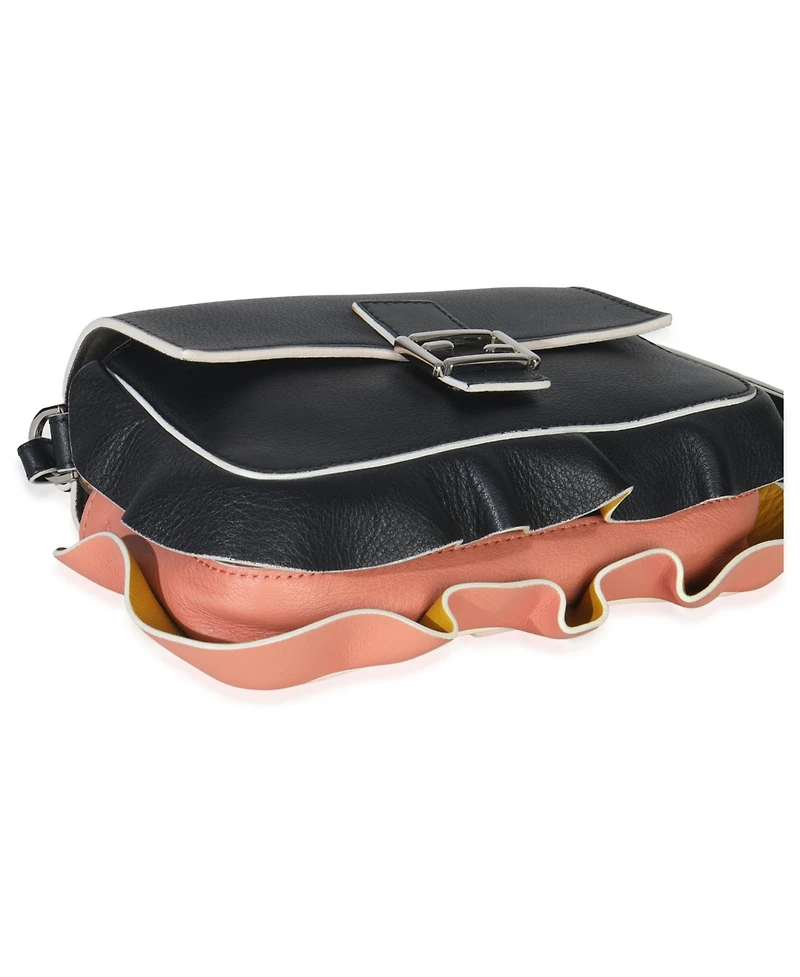 Pre-Owned Fendi Black Pink Leather Wave Double Micro Baguette