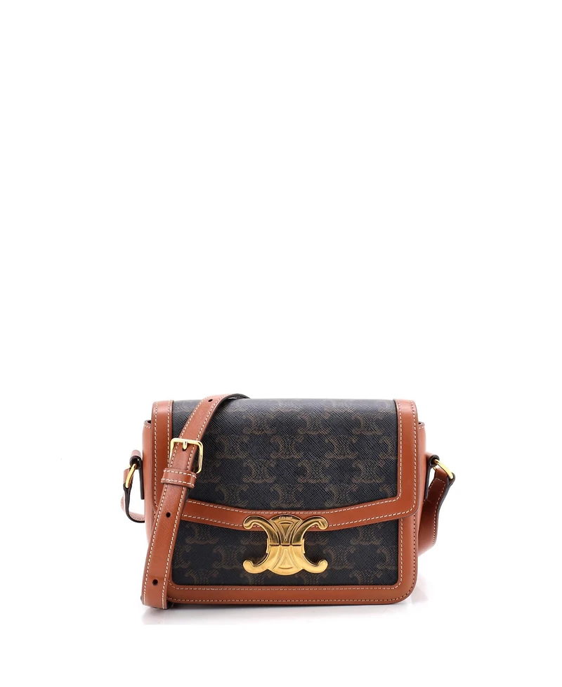 Pre-Owned Celine Teen Triomphe Shoulder Bag Triomphe Coated Canvas