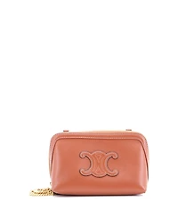 Pre-Owned Celine Cuir Triomphe Zip Around Chain Clutch Leather