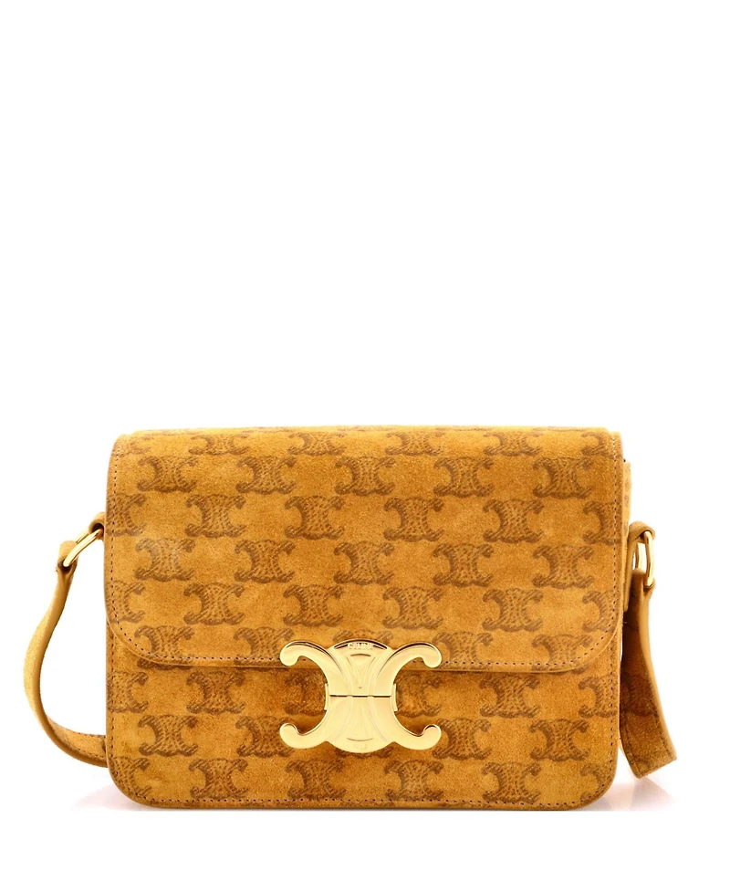 Pre-Owned Celine Teen Triomphe Shoulder Bag Triomphe Suede