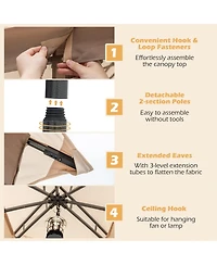 Gymax 10 X 10 Ft Patio Gazebo w/ Netting Walls Soft Top Double Roof Canopy w/ 4 Sandbags Outdoor