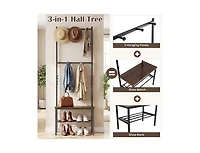 Slickblue Freestanding 3-in-1 Hall Tree with Bench and Hooks