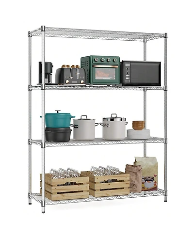 Rainsken 4- Tier Metal Storage Shelves, Adjustable Wire Shelving Rack for Garage, Basement, Warehouse