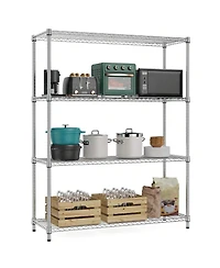 Rainsken 4- Tier Metal Storage Shelves, Adjustable Wire Shelving Rack for Garage, Basement, Warehouse