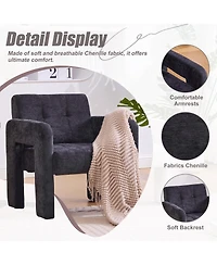 Rainsken Modern Accent Chair, Chenille Fabric Upholstered Armchair, Single Lounge Chair for Living Room, Bedroom and Reading Nook