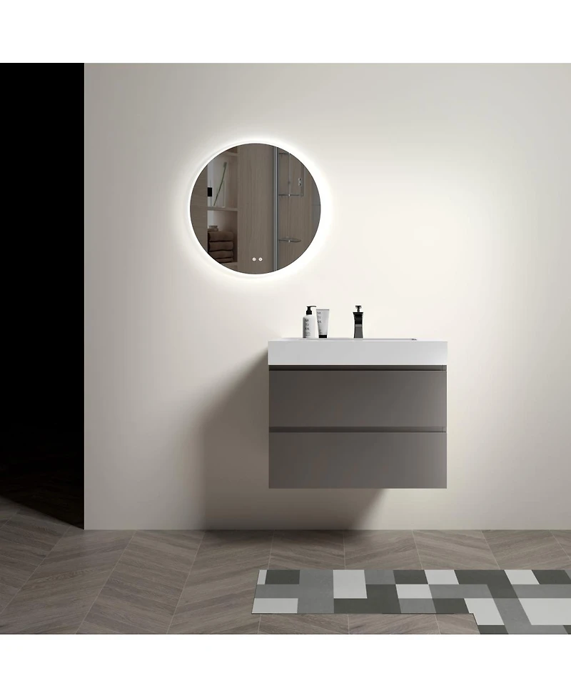 Sillysis 30" Wall Mounted Bathroom Vanity with Sink, Modern Minimalist Floating Bathroom Vanity without Faucet, Pre-Assembled