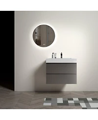 Sillysis 30" Wall Mounted Bathroom Vanity with Sink, Modern Minimalist Floating Bathroom Vanity without Faucet, Pre-Assembled