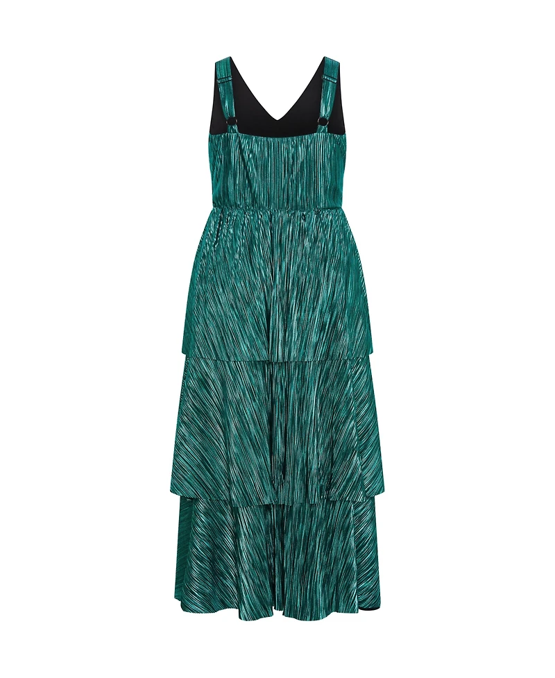 City Chic Women's Glamour Metallic Tier Dress