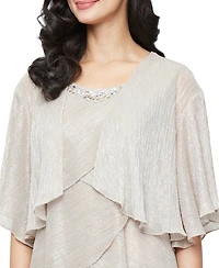 Sl Fashions Petite Crewneck Embellished Tiered Jacket Dress