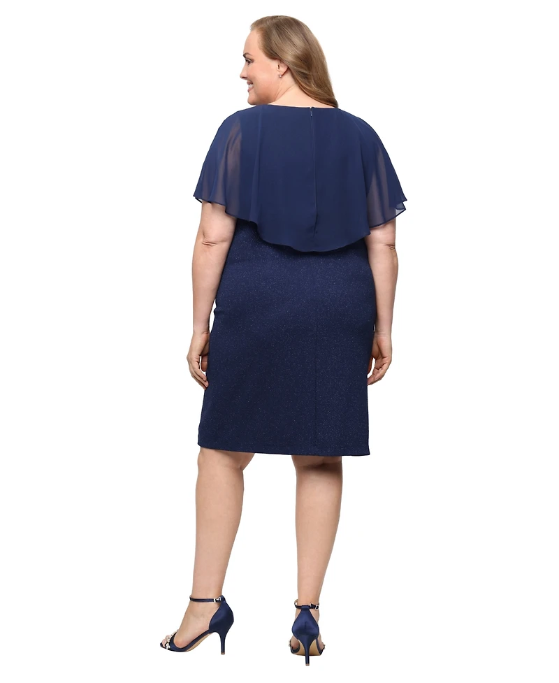 Sl Fashions Plus V-Neck Embellished Capelet Sheath Dress
