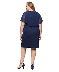 Sl Fashions Plus V-Neck Embellished Capelet Sheath Dress